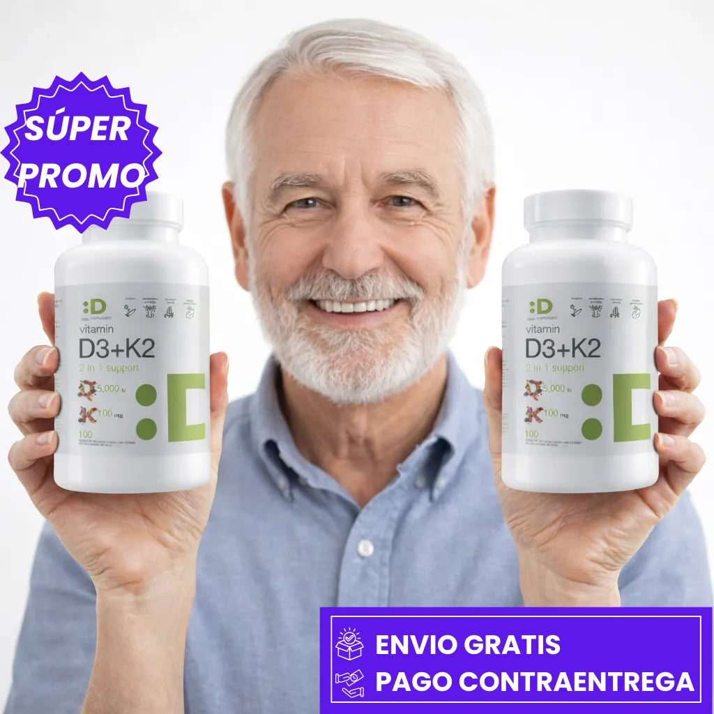 VITAMINA D3 + K2: La Fórmula más efectiva Para Huesos Más Fuertes, Energía Imparable y Defensa Total Cada Día