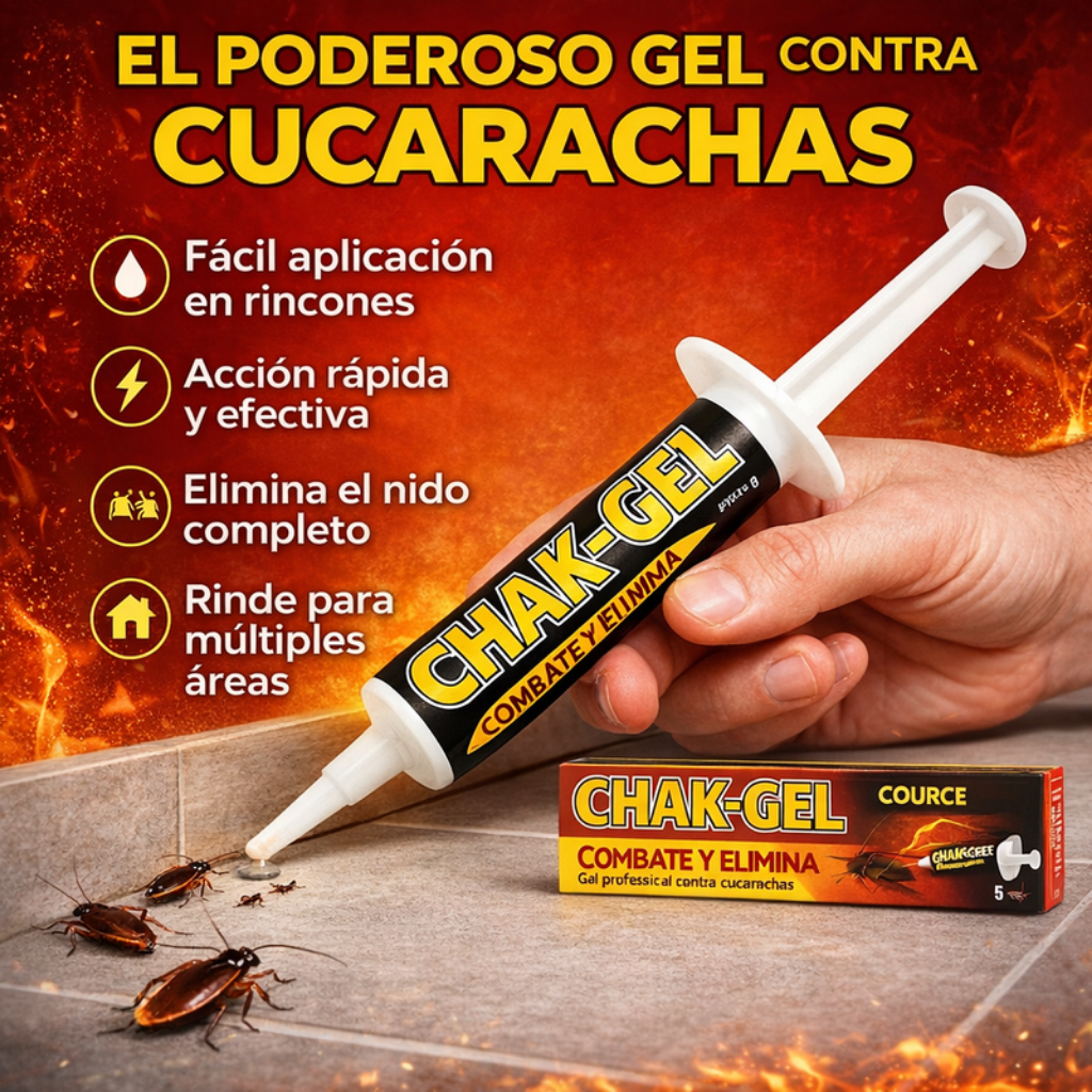 CHAK-GEL: GEL INSECTICIDA QUE ELIMINA CUCARACHAS Y PROTEGE TU HOGAR